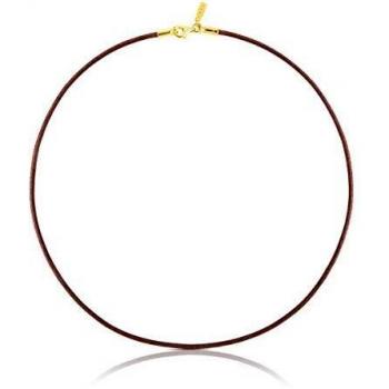 Collar de Cuero Marrón con Cierres Baño Oro TOUS