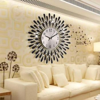Horloge murale décorative 3D en cristal noir