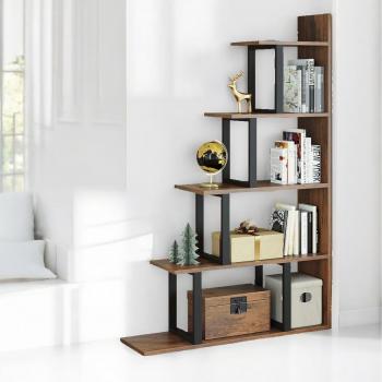 5-Tier Rustic Industrial Bookshelf