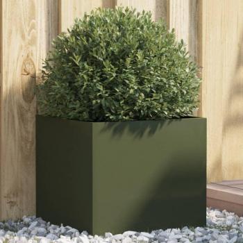 Olive Green Steel Planter 42x40x39 cm