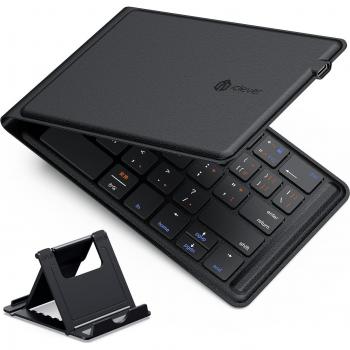 IClever Pocket‑Keyboard – Bluetooth‑Tastatur, 175 g, leicht, PU‑Leder‑Abdeckung