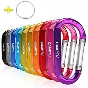AdventureKey 10-Unit D-Shaped Aluminum Keyring Hooks