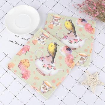20 Pack Vintage Paper Napkins with Tree and Butterfly Design