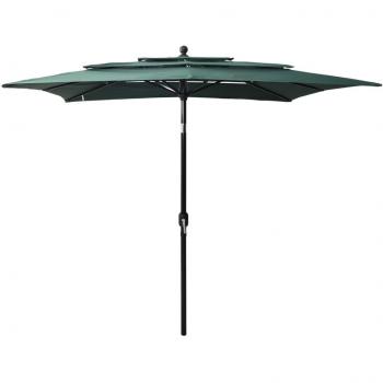 Sonnenschirm Aluminium-Mast 3-lagig Grün 2,5x2,5 m