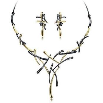 Ensemble de Bijoux Rose doré Croix Collier et Boucles d'oreilles Femme