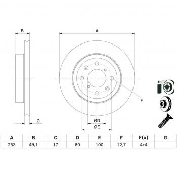 Disque de frein ventilé avant BOSCH 0 986 479 E75 pour SUZUKI Wagon R+ II et IGNIS 2