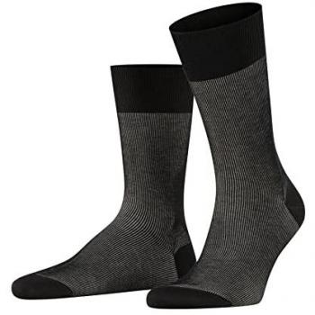 FALKE Fine Shadow Socken – Rippendesign, Schwarz, 41/42