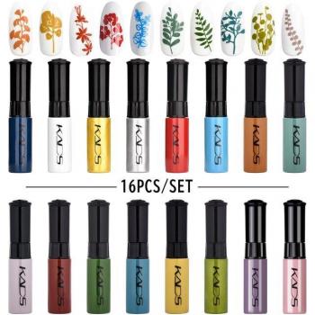Set de Esmaltes KADS para Nail Art, 16 Uds. en Negro, Blanco, Rojo y Verde