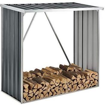 Abri-bûches Extérieur Acier Galvanisé 156 x 80 x 152 cm Gris Anthracite