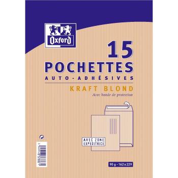 P.15 Enveloppe Kraft autocollante couleur sable 162×229 mm