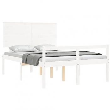 White Solid Wood Senior Bed Frame 140x200 cm vidaXL