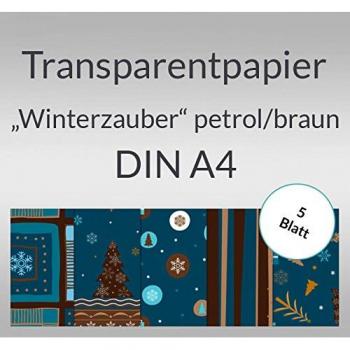 Ludwig Bähr Transparentpapier (A4), 115 g/m², 5 Blatt – Winterzauber (Petrolbraun)