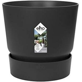 Elho Greenville Round Pot & Base LIVING BLACK 30cm
