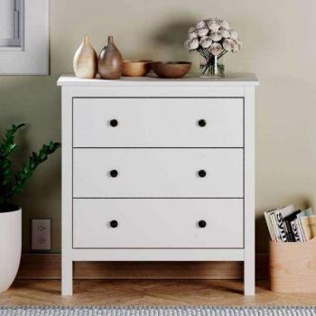 Cómoda Contemporánea Samy Sinfonier – 3 cajones, color blanco, 77×81×40 cm