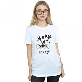 Classic Disney Mickey Crazy Cotton Boyfriend T-Shirt – White Edition