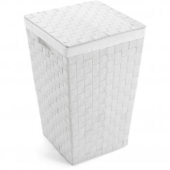 Weißer Wäschekorb aus Textil (33 x 52 x 33 cm)