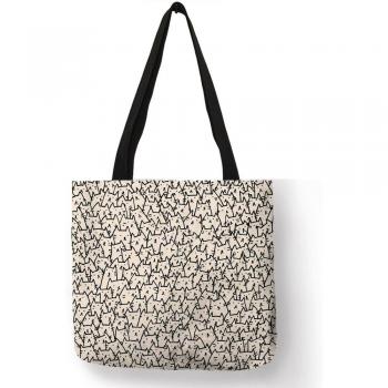 Casual Geometric Cat Tote Bag for Women