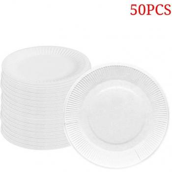 50PCS Disposable Sugarcane Party Plates