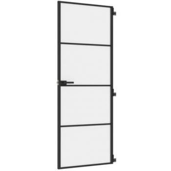 Porte intérieure design noir 76x201,5 cm verre trempé aluminium