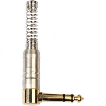 Conector de Micrófono Estéreo Macho 6.35 MM 90 Grados con Chapado en Oro