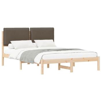 Cadre de lit haut de gamme avec tête rembourrée taupe 135x190 cm (vidaxl)