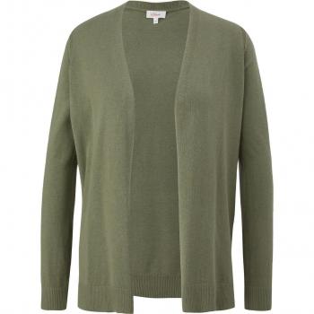 S.Oliver RED LABEL Damen Cardigan light khaki Größe 42 mit gerippten Abschlüssen