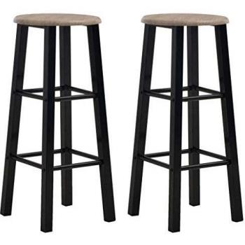 Set Bar Stools Black MDF