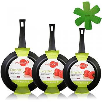 Set de 3 Sartenes Antiadherentes Wecook Ecogreen 18-20-24cm Aluminio Prensado