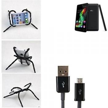 Soporte de coche y mesa para Wiko Rainbow Lite, negro araña