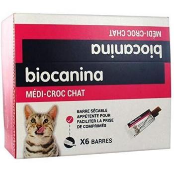 Nourriture sèche pour chat avec BIOCANINA Médi-Croc à barres séparables et appétantes de 6 x 10 g