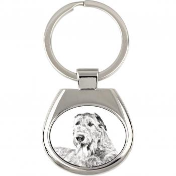 Irish Wolfhound Print Keychain by Art-Dog