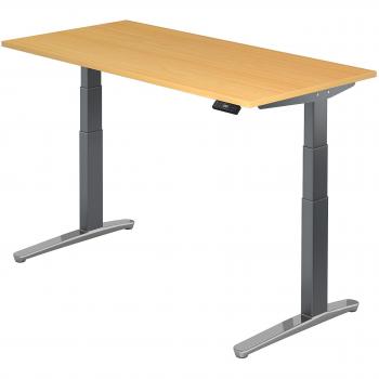 Ergonomischer Sitz-Steh-Schreibtisch 160x80cm Buche Graphit