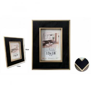 Quadro decorativo 13x18 cm, cornice nera con finitura oro