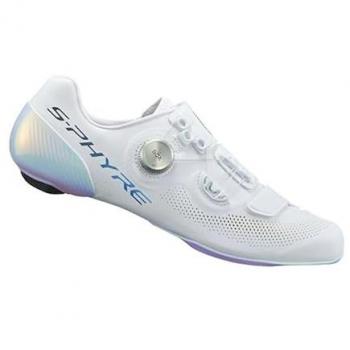 Shimano RC9 PWR S-PHYRE Schuhe für Rennradfahrer, Weiß/Blau, Größe 46