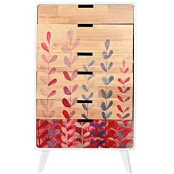 Cómoda DKD Home Decor Scandi de Madera de Caucho y MDF, Blanco y Granate, Dimensiones 60 x 30 x 108 cm