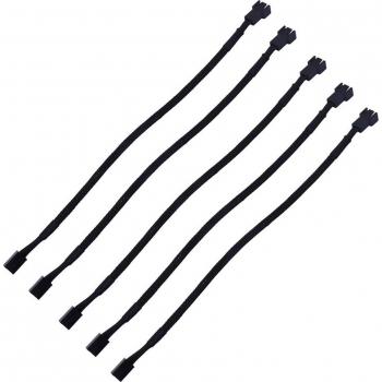 5 Pcs 3 Pin Sleeved Fan Power Extension Wires