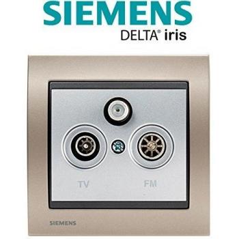 Prise TV/FM/SAT Delta Iris + Plaque Métal Champagne