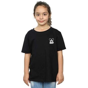 Girl’s Mickey “Silence” Print Tee, Size 7‑8, Black