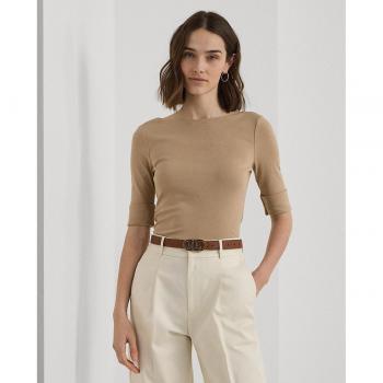 Lauren Ralph Lauren Damen Baumwollshirt mit Bootsausschnitt und 1/2-Ärmeln, Modell 'JUDY', Slim Fit