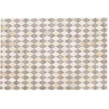 Beliani Seslice Koeienhuid Leer Vloerkleed Beige en Bruin