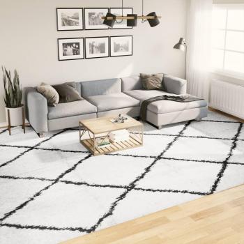 Tapis shaggy moderne PAMPLONA crème et noir 300x400 cm