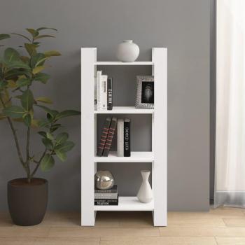 VidaXL White Solid Wood Book Storage and Room Divider 60x35x125 cm