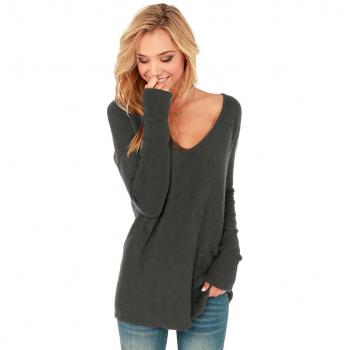 Mikos Women's V Neck Off Shoulder Long Sleeve Knit Top
