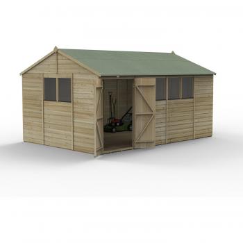 Beckwood Reverse Apex 15x10ft Shed with Pressure Treatment, Delivery & Installation Included