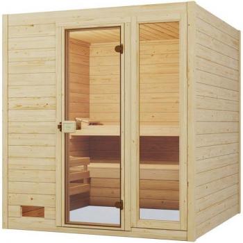 WEKA Sauna „Massivholzsauna VALIDA 3“ – Moderne Ganzglastür, Fensterelement