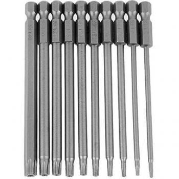 Set Cacciaviti Torx S2 10 pezzi Acciaio 1/4″ Conico Stella Esagonale 100 mm