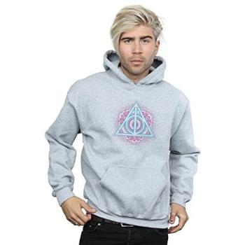 Gryffindor Glow: 3XL Neon Deathly Hallows Hoodie (Grey)
