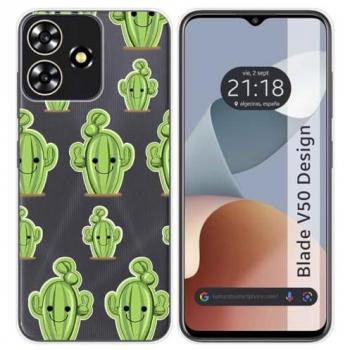 Funda Zte Blade V50 Design 4G Silicona Transparente Cactus
