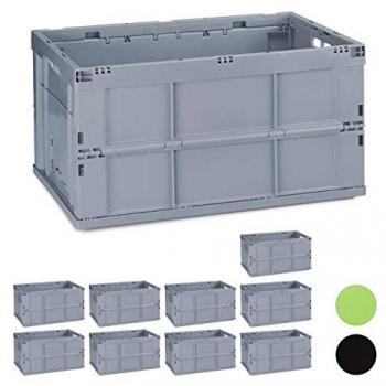 Relaxdays 10‑Stück-Klappbox – Qualitätsstabilität, 60 L, 31,5×58,5×40 cm