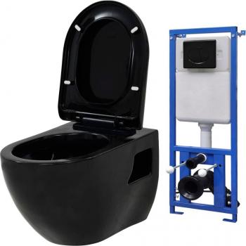 Wandtoilet Complete Set in Zwart Keramiek